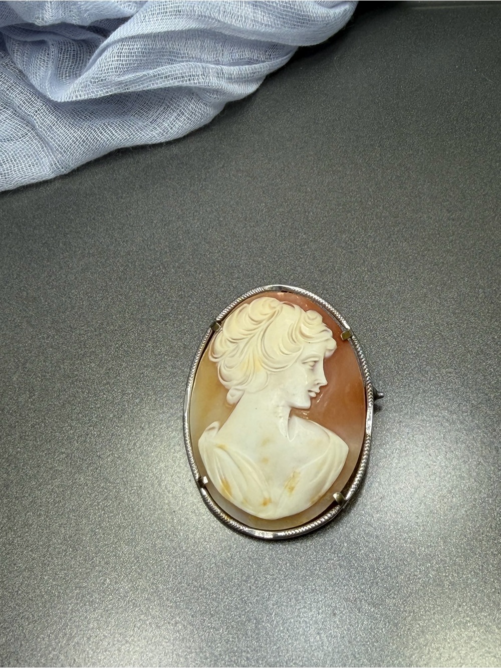 Antique Shell Cameo Portrait Brooch #13cam